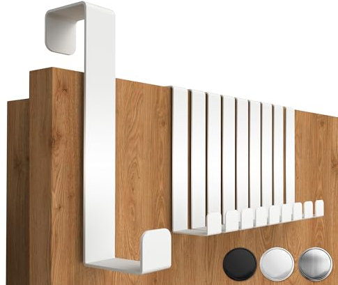 4smile Türhaken zum Einhängen - 10er Set solide Kleiderhaken Tür - Einzeln verwendbare Haken zum Einhängen, formstabile Türhakenleiste, universelle Türgarderobe, Fb. Weiß