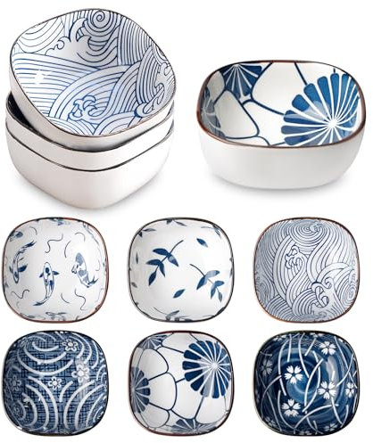 BORDEAG Dessertschalen Keramik, 6 Stück Snackschalen Set, Saucenschälchen, Keramik Dipschalen, Dip Schalen Set, Dipschälchen Kleine für Müsli, Suppe, Sushi, Gewürze (Japanischen Stil)
