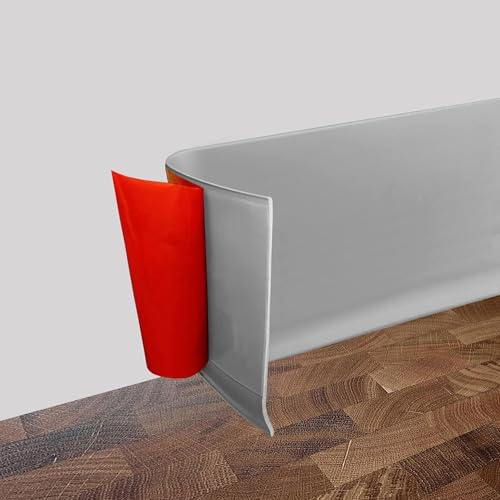 Plinthe Souple Autoadhésive PVC 3.5 mètre, Plinthe Adhesive -10cm de large -2 mm d'épaisseur, Plinthe Corniere Bande Décorative pour Cuisine et salle de bain Gris