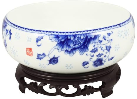 DOITOOL Ciotola in ceramica per ninfee con supporto, vaso idroponico rotondo per piante grasse, ciotola per piantare narcisi