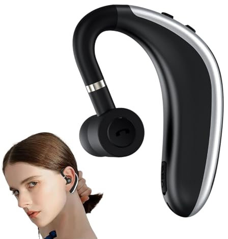 Naqqios Cuffie senza fili a orecchio singolo - Auricolare a batteria ultra lunga durata, microfono a cancellazione del rumore | Auricolare mono compatibile con computer per chiamate