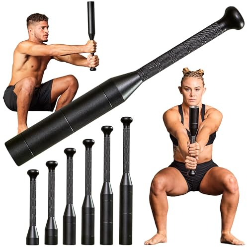 Steel Mace Bell for Training – 17 LB Total 6-Piece Steel Clubs Set – Mild Steel Construction with Black Powder Coating – Full Body Workout, Grip & Forearm Strength, Shoulder Mobility – Home Gym Fitness Tool