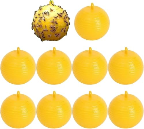 YJWZ Bola Colgante Atrapamoscas - 10 Piezas, Trampa Pegajosa para Moscas y Frutas, Ideal para Exterior/Interior en Jardines, Balcones, Cocinas y Huertos - Mata Moscas Eficaz sin Químicos