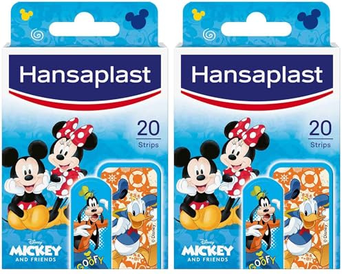 Hansaplast Disney Frozen II Apósitos para heridas, tiras infantiles, apósitos resistentes al agua, agradables para la piel, retirada indolora, con dibujos, 20 apósitos (Paquete de 2)