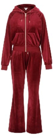 Miso Womens Velour Tracksuit Burgundy 16
