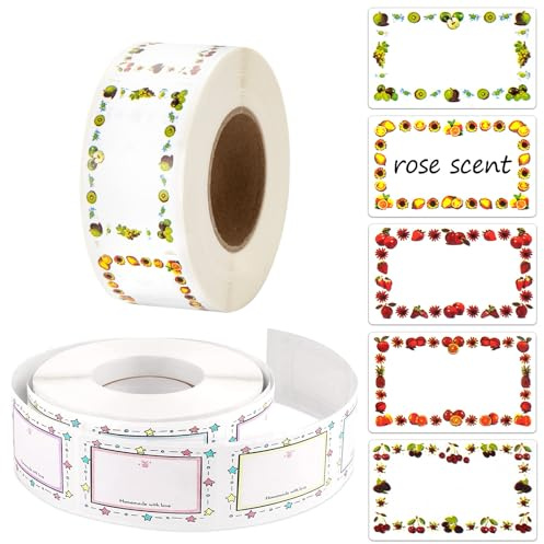 Ferizzia 1 000 st självhäftande etiketter, burkar, 3 x 5 cm, syltetiketter, självhäftande etiketter, för flaskor, pärmar, burkar, kök, kontor