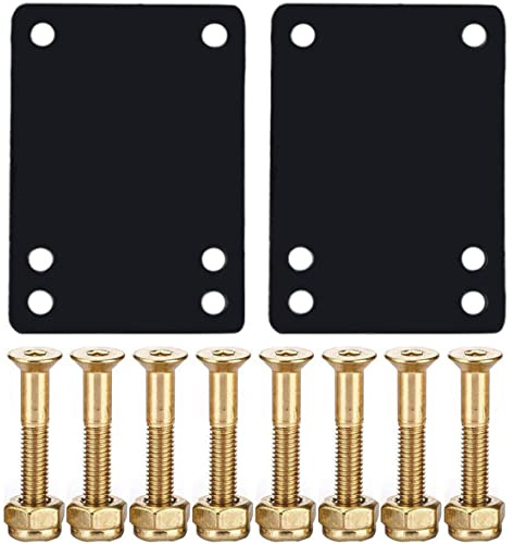 Hotainoys Skateboard Riser Pads Skateboard Riser Pad Screws Set Mounting Replacement Hardware Bolts Set for Longboards Scooters Cruisers Glod Universal Truck Risers