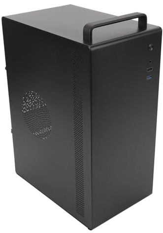 OPPWONG Boîtier d'ordinateur de Bureau Micro ATX ITX, Boîtier PC de Jeu en Acier, d'ordinateur Noir avec 4 Emplacements PCIE, Support de Disque Dur SSD et Ports USB, Idéal pour Le Bureau à Domicile