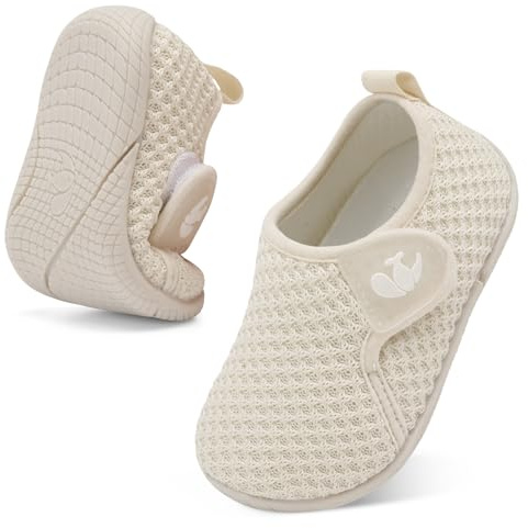 Scurtain Toddler Trainers Size 7 First Walking Shoes for Boys Girls | Breathable Mesh, Barefoot Design, Non-Slip Sole, Hook & Loop Closure, for Baby Boys Girls 6-36 Months