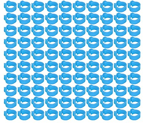 Yechiry Fournitures pour Pigeons, 100 Pièces, Anneaux D'identification en Plastique Léger, Faciles à Utiliser pour le Soin des Pigeons, 8mm (bleu clair)