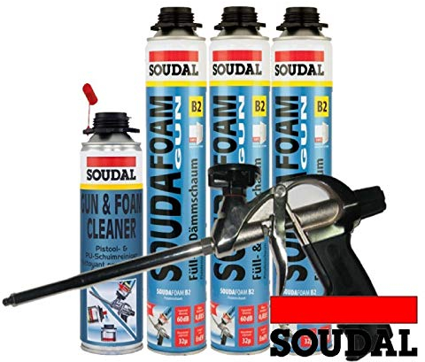 Soudafoam B2 Pistolenschaum Set 3 Stück mit Profi-Schaumpistole + Reiniger