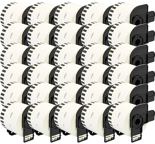 Yellow Yeti 30 Ersatz Brother DK 22205 Endlosetiketten Weiße Kompatibel mit Etikettendrucker Brother QL 1100 800 700 600 570