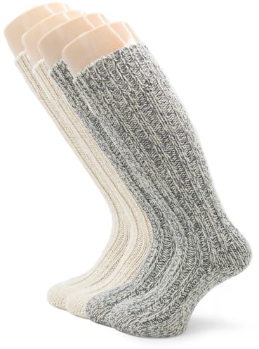 PASINI FASHION 2 Paia - Calze da unisex in Lana irrestringibile - Collezione SCI - avvolgenti e confortevoli, in assortimento in due colori (Panna/Grigio 39-42)