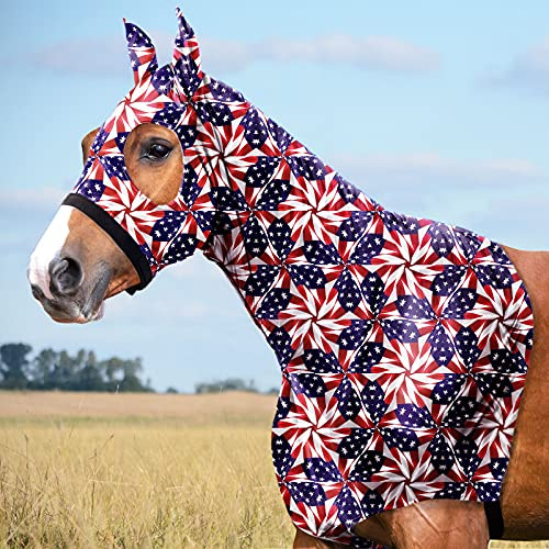 Harrison Howard Morbido cappuccio per cavallo completamente coperto confortevole Sleezy per cavalli con cerniera bandiera USA prisma M