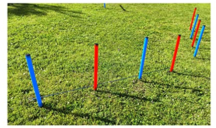 Hunde Agility Slalom Set 4/8 / 16 Stangen Tragetasche Hundesport Dog Activity Parcours Hundetraining Bewegung Kunststoffstangen mit Erdspieß Gehorsamkeitstraining Trainingsstangen (4 Stangen)