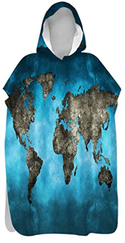 Surwin Serviette Poncho à Capuche Plage Adulte Poncho de Bain Surf en Microfibre Séchage Rapide Serviette à Changement Peignoir Piscine Robe pour Homme et Femme (80x145cm,Bleu)