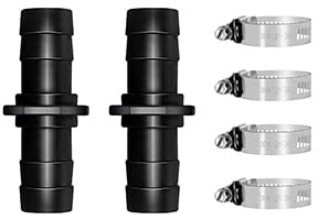 Longrun 1 Inch Coupling Barb Fitting Pond Hose Adapter Air Hose Fittings, Garden Hose Quick Connecter with 4 Clamps for Pool Spillway Waterfall Fountain Tube
