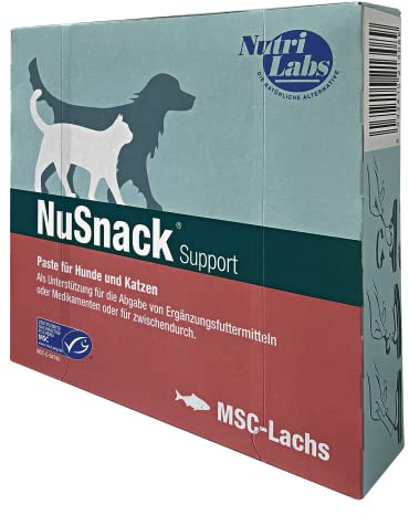NutriLabs NuSnack® Hunde & Katzen Snacks 25 Sachets à 10 g - Medikamentenversteck für Haustiere - Leckerli mit Lachsgeschmack - Leckereien für stressfreie Medikamentengabe etc.