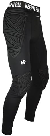 KEEPERsport - Caldi pantaloni da portiere imbottiti – Pantaloni protettivi lunghi per biancheria intima da portiere – Taglia 128 – XXL – Nero