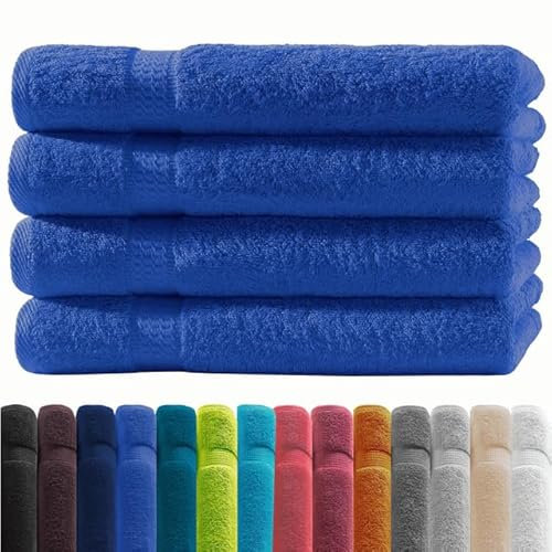 Zestri Frottier Gästehandtuch 4er-Set | Royal Blau 30x50 | 100% Baumwolle 500g/m² | Öko-Tex Standard 100 Handtuch Gästetuch