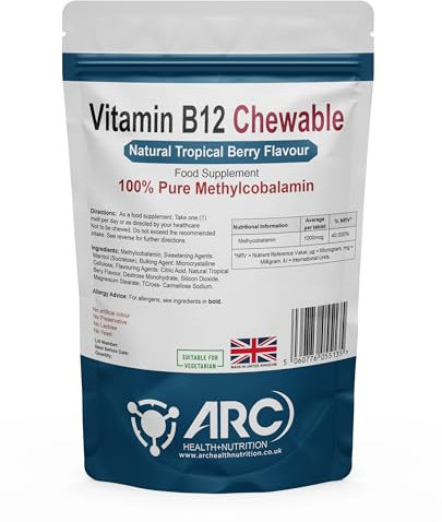 Vitamin B12 High Strength 1000mcg Sublingual 180 Tablets, Tropical Berry Flavour – Vitamin B12 Supplements, High Strength – Made in UK
