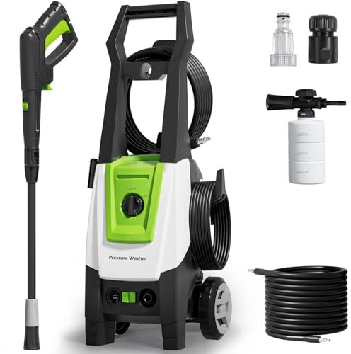 Pressure Washers 2000w 160Bar 7.5L/min Jet Washers Pressure Washers with Adjustable 600ML Foam Cannon &Nozzle Accessory,Power Washer for Patio Furniture,Garden,Home and Car