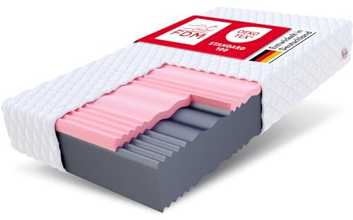 FDM Matratze 120x200 cm Härtegrad H3 H4 Höhe 29 cm Kaltschaummatratze HR-Schaum Visco-Schaum 7 Komfortzonen mit Hypoallergenem Waschbarem Jersey Bezug Oeko-Tex Select MAX Plus