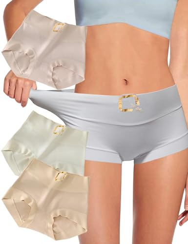 QFLIREN Biancheria Intima Morbida del Cotone delle Donne, Mutandine a Vita Media, Traspirante e Confortevole delle Donne Slip 3 Pack (IT, Testo, L, Regular, Regular, A-Pacco da 3)