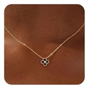 ZOERAY Dainty Birthstone Gold Clover Necklace for Women Trendy Non Tarnish