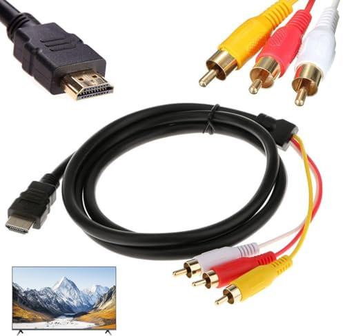 HDMI to RCA Cable Only for Devices with Built-in Decoder | HDMI to AV Adapter | 1080P HD to RCA Video Audio Adapter for HDTV DVD Projectors | 1.5m Male to 3 RCA Cable with Enhanced Signal Transmission