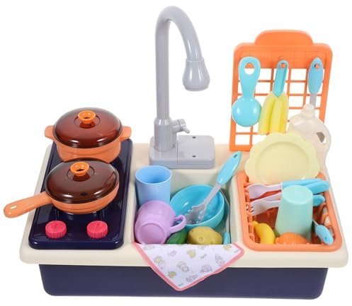 Milisten Lavadora De Juguete para Lavavajillas Eléctrico De Plástico Fregadero De Cocina Juguete para Lavar Platos Sin Batería