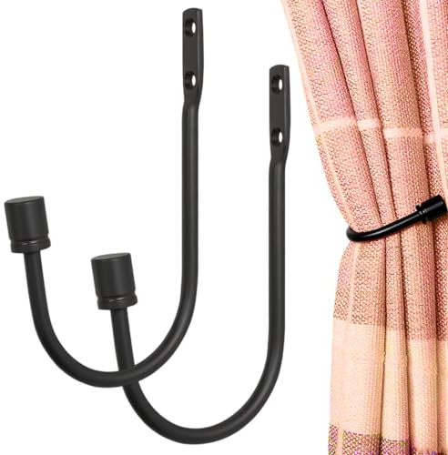 2-Pack Aluminum Alloy Curtain Holdbacks with U-Shape Design