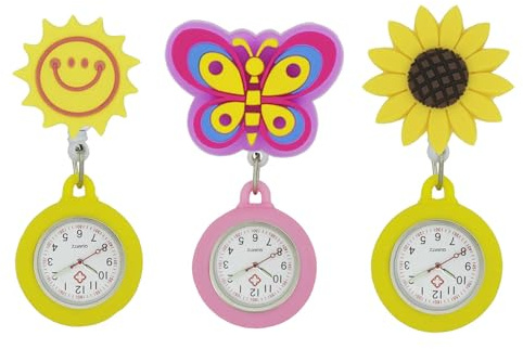 SagaSave Reloj de enfermera, broche de reloj de enfermera de girasol amarillo, solapa colgante con clip, accesorios paramédicos adecuados para enfermeras, médicos, estudiantes, 1 unidad, D