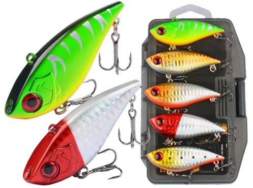 TABKSOLA Juego de señuelos de pesca, juego de cebo para peces depredadores con caja de cebo de plástico, adecuado para todas las aguas, varios cebos de alta calidad, pescadores.