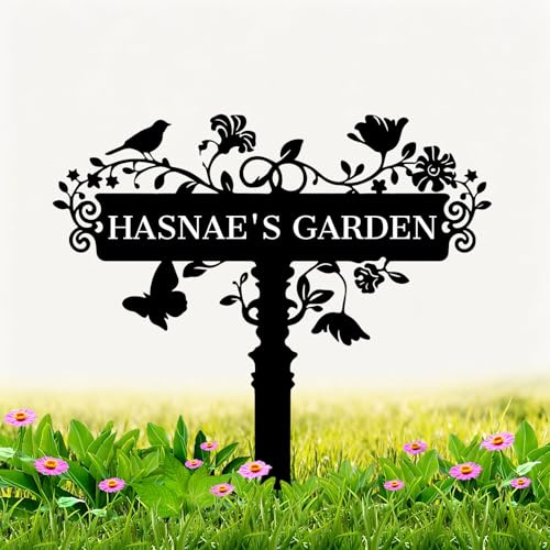 Cartel de jardín de metal personalizado, Estacas De Flores Con Texto Personalizado, Letrero exterior con estaca, para jardinero, señal metálica resistente para patio