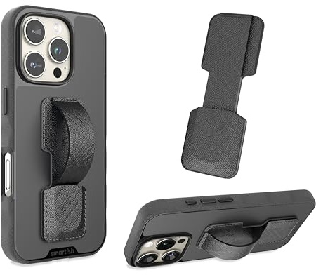 Smartish Phone Grip Loop - Prop Tart - Pop Out Finger Strap and Holder with Kickstand [Compatible with All iPhone & Android Phones] Stick On Phone Ring for All Phone Models - Black Tie Affair