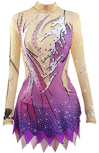 LIUHUO Girls Rhythmic Gymnastic Clubs Leotards Diamonds Printing Leotards Teens Team Wear