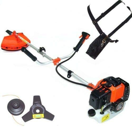 Desbrozadora de gasolina, desbrozadora 3 CV, cortacésped, cortacésped, 52 cm³, cabezal de hilo doble + 3 dientes, 55876