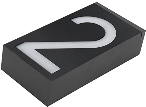 LED Nummer Licht Outdoor LED Solar Power Hausnummer Licht mit 6 LED-Leuchten und Großem Schriftdesign fur Haus Hotel Store (Nummer 2)