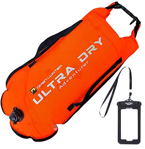 Boa galleggiante galleggiante da nuoto altamente visibile, con cintura regolabile in vita, tracolla, custodia impermeabile per telefono per acque libere, sport acquatici, nuoto, 28 l, arancione