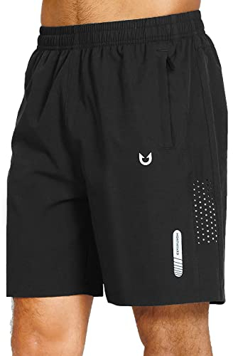 NORTHYARD Men's Athletic Running Shorts Gym Workout Shorts 7/ 9/ 5 Quick Dry Lightweight Sports Basketball Exercise Tennis Exercise Black M