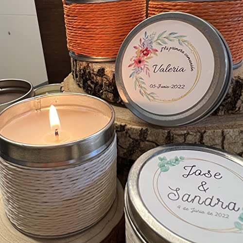 Uvimark - Detalles de boda, comunión, bautizo - Set de 12 velas aromáticas personalizadas - Velas personalizadas