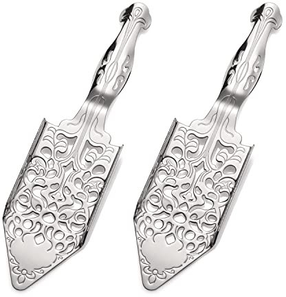 Lot de 2 cuillères à absinthe en acier inoxydable - Design creux vintage - Absinthe - Pour bar à cocktail - Filtre creux - 4 couleurs