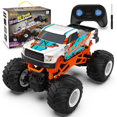 Kidcia Remote Control Car, 1:16 Scale RC Monster Truck for Boys, 2.4 GHz All Terrain RC Cars for Boys Girls 4-7 8-12, 20 Km/h Off Road RC Truck, Christmas Birthday Gift for Kids and Adult, Orange