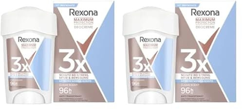 Rexona Maximum Protection Crema Antitranspirante Clean Scent 45 ml (Paquete de 2)