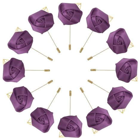sourcing map 12Stk Bräutigam Ansteckblumen Rose Anstecker für Männer Hochzeit Zeremonie Jahrestag Formales Abendessen Party Süß Lila