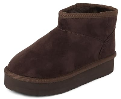 The Children's Place,Girls Mini Ankle Platform Boot, Faux-Fur Lined,Big Kid,12