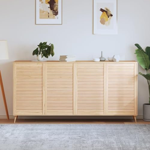Homgoday Ante con Design a Lamelle 4 pz 99,3x59,4 cm in Legno di Pino, Ante per Armadio a Muro Persiana da Interni, Ante in Legno, Ante per Armadio da Cucina
