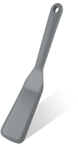 Andibro Dünner Pfannenwender Silikon, Antihaft Silicone Spatula Hitzebeständig Pfannenwender Spatula 25x5 cm Omelett Spatel für Kochen Ei Burger Pizza Steak Crepes (Grau)