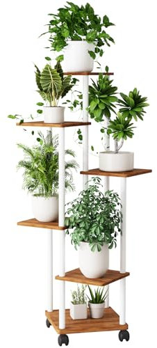 Venhvorer 6 Tier Hölzern Blumenregal Pflanzenregal, 137cm Mehrstöckig Blumenständer Pflanzenständer Blumenbank Blumentreppe Pflanzentreppe, Standregal für Innen, Garten, Balkon, Deko